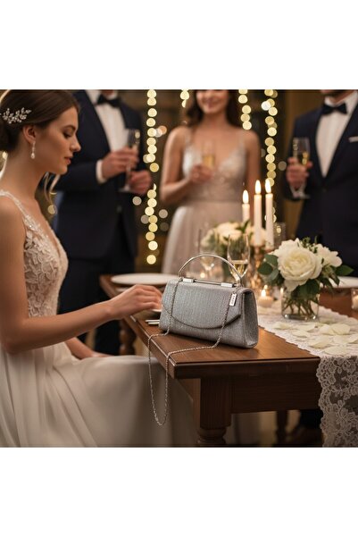 ZİVORA Women's Glittery Metal Strappy New Season Evening Dress Bag - Chain St...