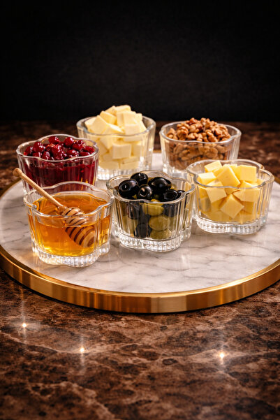 Maloria Çiçek Şekilli Yonca Çizgili Kase Seti | 6'lı - 200cc