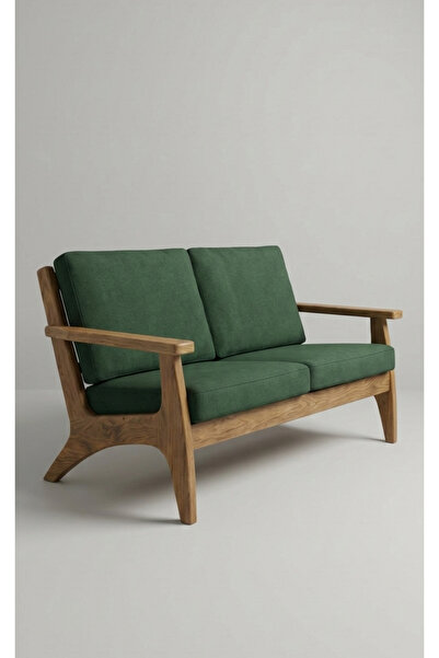 Dekortek Mobilya Mono Modern Berjer - Masif Doğal Ahşap İkili Koltuk