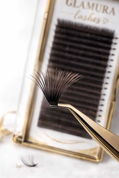 Glamura Lashes Extensi de gene fir cu fir maro curbura M Grosime 0.10 Lungime 12