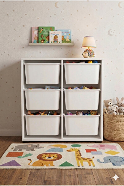 decosense 6 Çekmeceli Çok Amaçlı Oyuncak Dolabı ve Saklama Ünitesi – Çocuk Od...