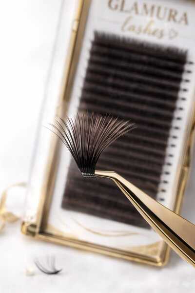 Glamura Lashes Extensi de gene fir cu fir maro curbura M Grosime 0.05 Lungime 12