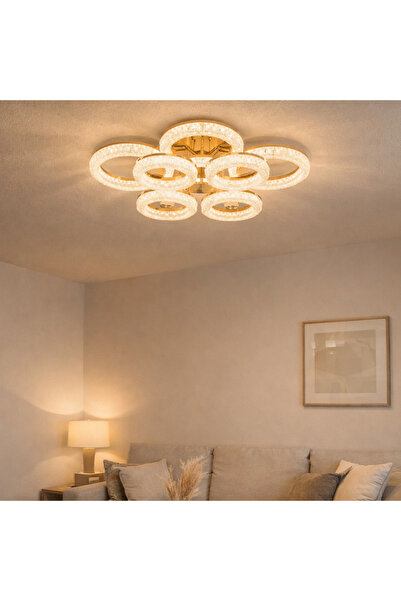 RFAN Πολυέλαιος LED, Μοντέλο K3536/4+4GD, Με Τηλεχειριστήριο, 3 Τύποι Φωτισμο...