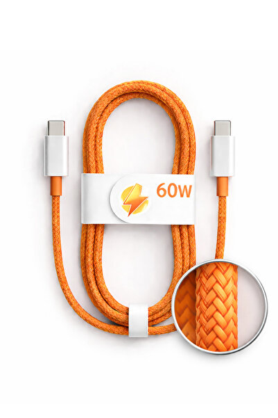 Abbruch iPhone Samsung Macbook Uyumlu Type-c To Type-c PD 60w Hızlı Şarj Kabl...