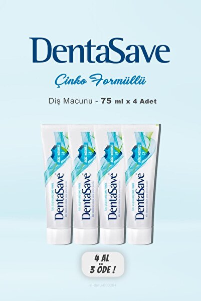Dentasave اشتري 4 ادفع ثمن 3 معجون أسنان بتركيبة الزنك 75 مل