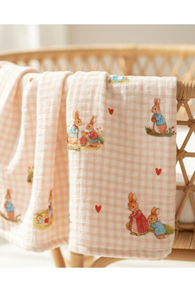 Zezig بطانية موسلين وردية اللون من عائلة أرنب