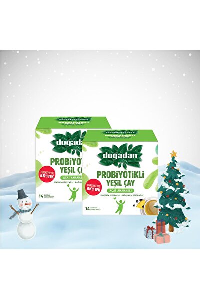 Doğadan حزمة السنة الجديدة من الشاي الأخضر البروبيوتيك مع الأناناس الأساي 14 × 2