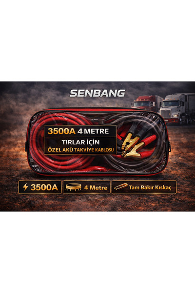SENBANG 3500A Akü Takviye Kablosu 4 Metre – Tırlar/Kamyonlar İçin Özel, Çanta...