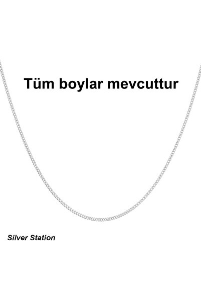 Silver Station 925 Ayar Gümüş Düz Zincir Kolye 40-45-50-55-60-75 cm