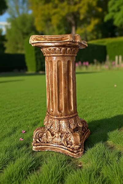 libre design Dekoratif 53cm Vernikli Kahverengi Eskitme Roma Sütunu Ev Balkon...