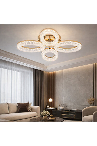 RFAN Candelabru LED, Model K3538/4GD, Cu Telecomandă, 3 Tipuri de Lumină, 80W...