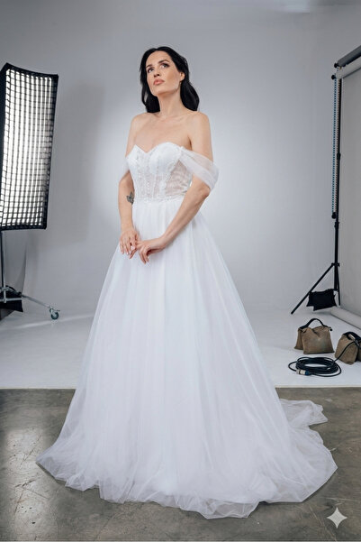 bride in love A Kesim Romantik Kollu Gelinlik,nikah Elbisesi