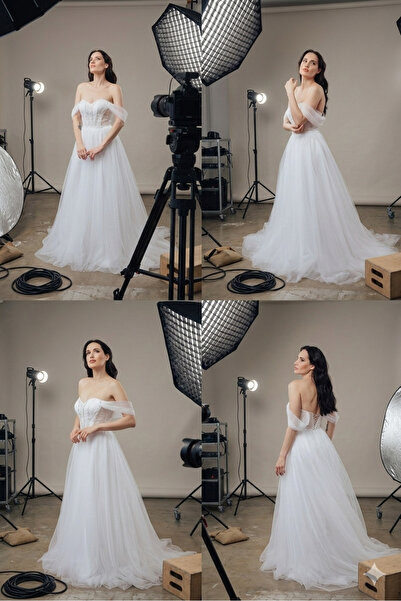 bride in love A Kesim Romantik Kollu Gelinlik,nikah Elbisesi