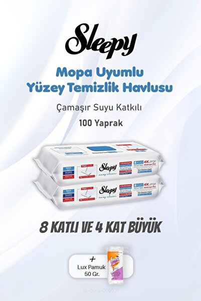 Sleepy Çamaşır Suyu Katkılı Yüzey Temizlik Havlusu 100 Yaprak ve Pamuk
