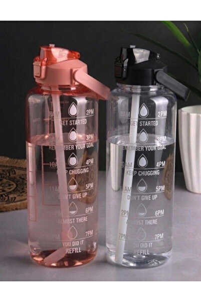 ÇİĞDEMCE Family Sevgili kombini Motivasyonel 2'li matara seti (Pembe & Siyah)