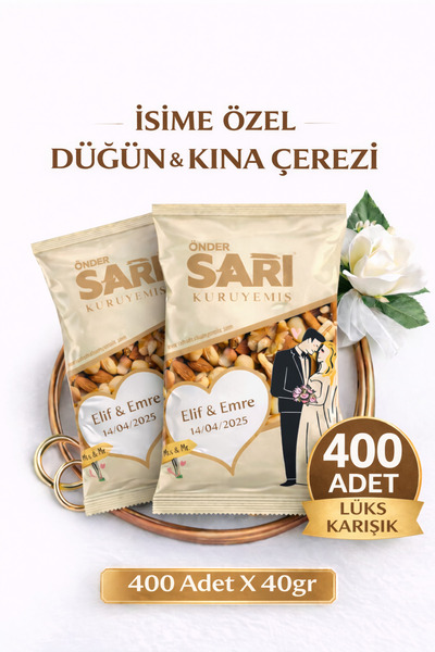 Önder Sarı Kuruyemiş Lüks Karışık Düğün Ve Kına Çerezi Kişiselleştirebilir Ku...