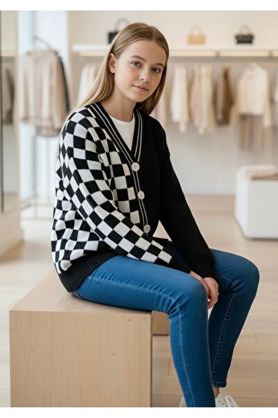 Minimoda Kids DAMA DESENLİ KIZ ÇOCUK HIRKA