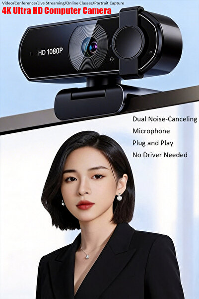 NO BRAND 4K camerawithprivacycoveranddual noise-canceling microphoneideal for...