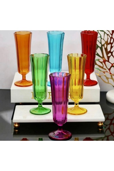 tendenza مجموعة أكواب الفلوت الزجاجية الملونة