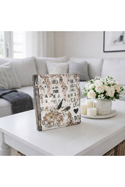 IremTasarimAtolyesi Ahşap Kitap Kutu Orta boy Ev Aksesuar El Boyama