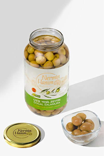 Nermin Hanım Zeytinliği Edremit Doğal Fermente Yeşil Çizik Zeytin 650gr