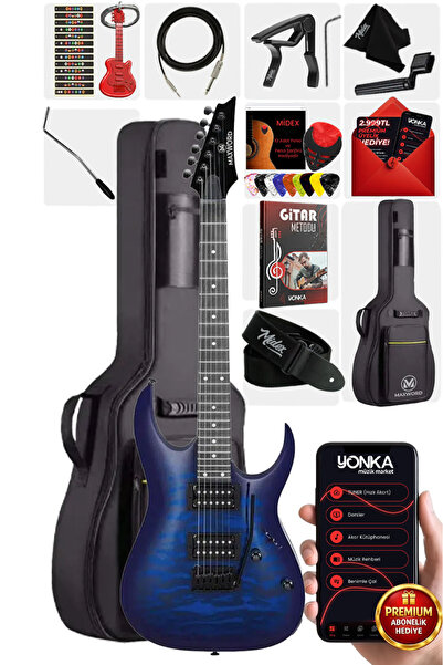 Maxword Grade Blue Rosewood Klavye HH Yüksek Kaliteli Elektro Gitar