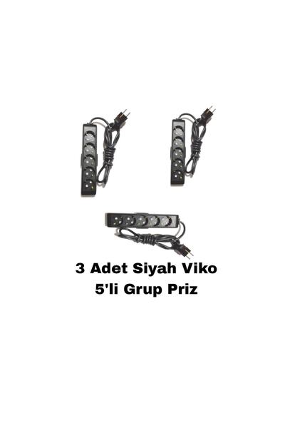 VİKO Multi-let 5'li 5 Metre (5 MT.) Çoklu Grup Priz Çocuk Korumalı ( 3 Adet )