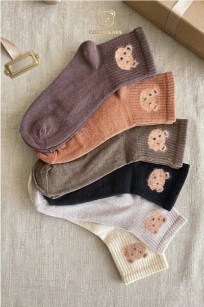 Esinti 6 parova plišanih medvedića Sa deznom belih čarapa šarenih unisex Kole...