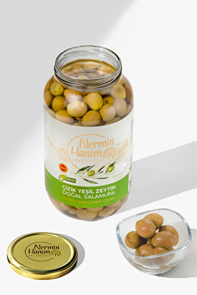 Nermin Hanım Zeytinliği Edremit Yeşil Çizik Zeytin (950 gr)
