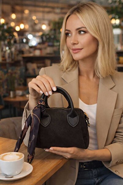 Tibetco Kadın omuz çantası kahverengi süet kadın omuz mini kol el çantası çap...