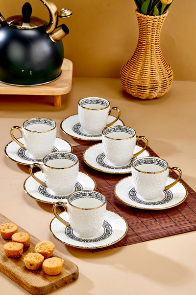 Cooker Aristona 6 Kişilik 180 ml Porselen Duble Çay ve Kahve Fincan Takımı CK...