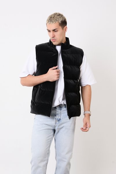 blayn jeans Erkek siyah Şişme Yelek – Hafif, Dik Yaka, Günlük Kullanım