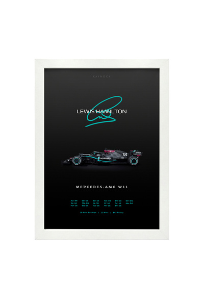 KAYNOCK Lewis Hamilton, Mercedes, Formula 1 Poster Tablo Beyaz Çerçeve