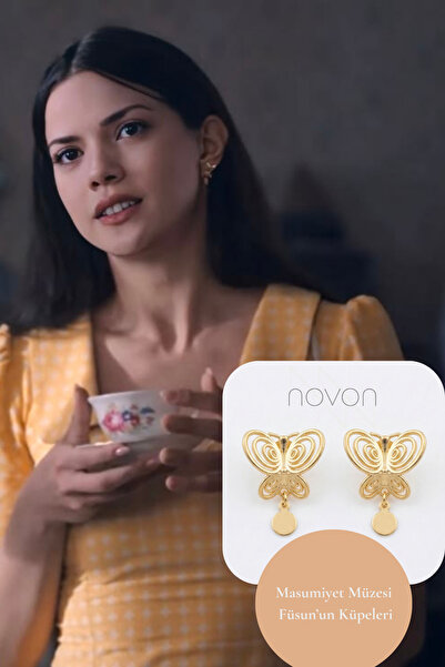 yucelique 18K Gold Kaplama Füsun Kelebek Premium Küpe