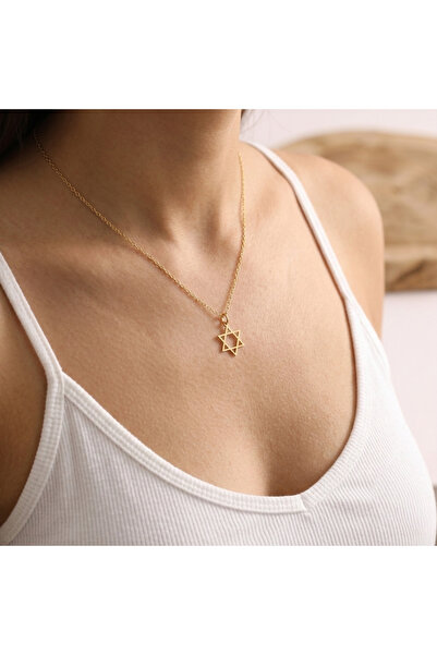 Soleildor 925 ayar Orijinal Gümüş Davut Yıldızı Gümüş Kolye