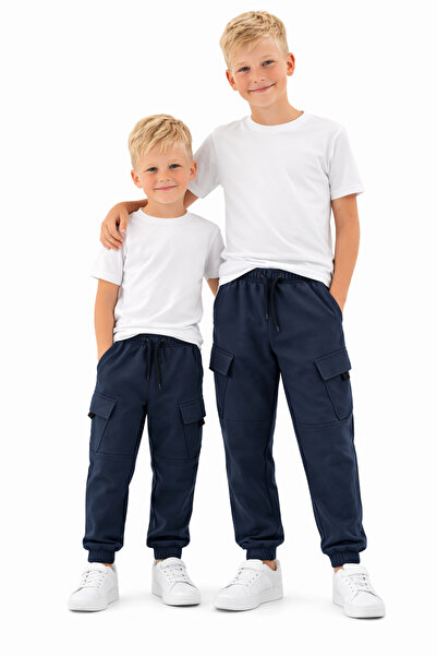 RAPAPA Mornarsko plave dvostruke Kargo džep paket trenerke za dečake 6456L