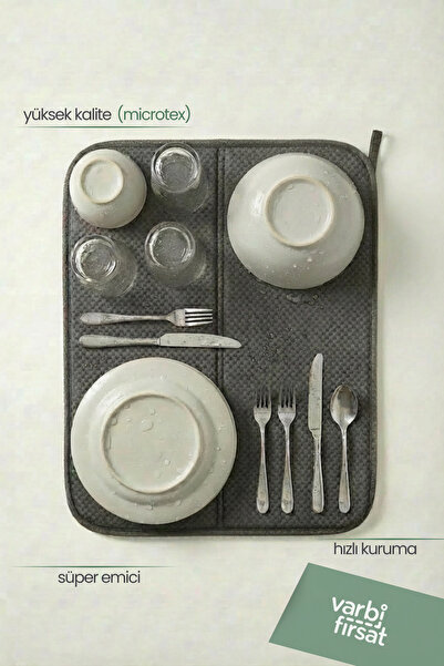 Varbifırsat Bulaşık Kurutma Matı Kurulama Bezi Kurutma Örtüsü Tezgah Üstü - A...