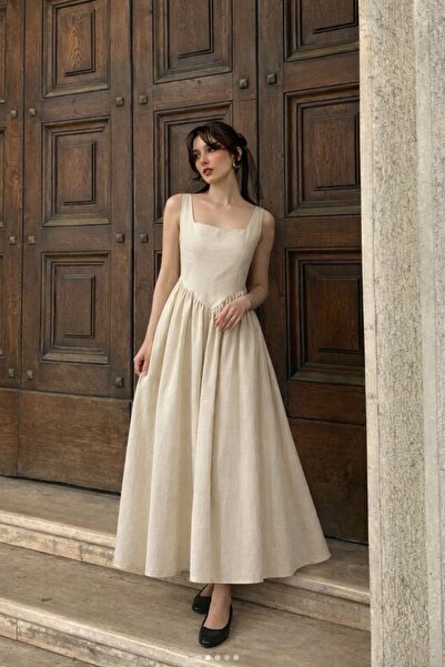 Markazzi Kadın A-KESİM NOLLER MAXİ ŞIK ELBİSE BEJ