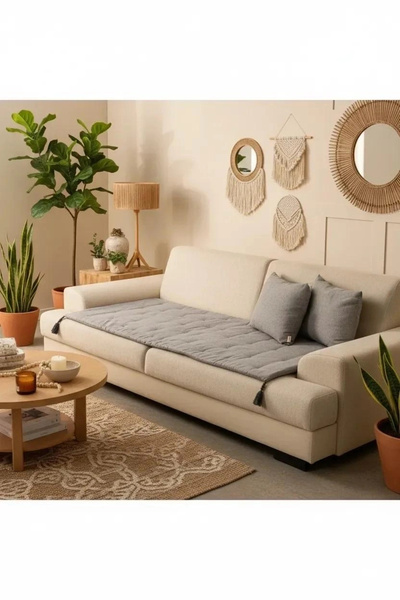 NDC HOME Keten Koltuk Pedi / Koltuk Şiltesi – Evcil Hayvan Dostu, Makinede Yı...