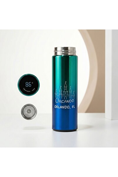 Generic OGS thermal mug with digital lid displaying temperature, stainless st...