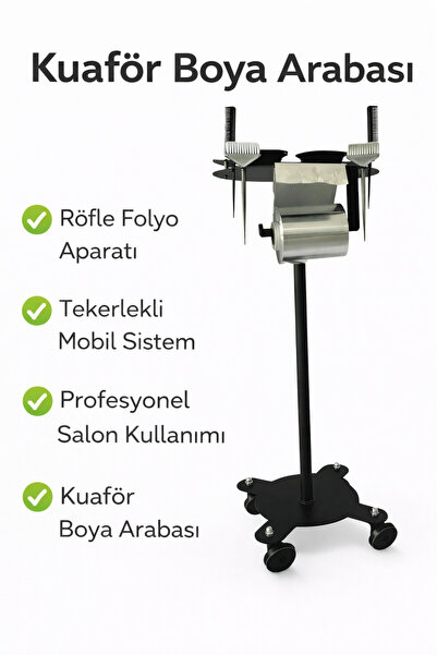 GROVİNG HAİR Profesyonel Kuaför Boya Arabası Tekerlekli Metal Boya Standı, Çi...