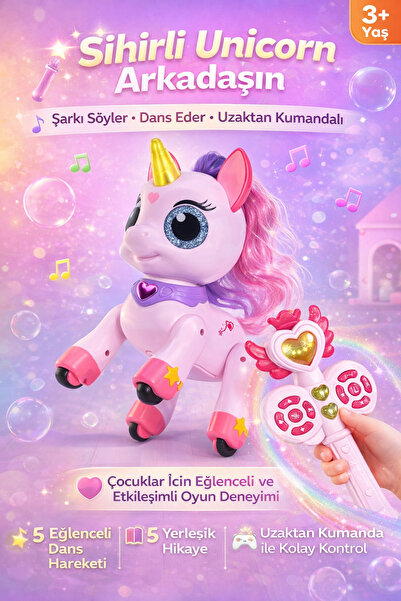 hak-iş oyuncak Uzaktan Kumandalı Dans Eden Pembe Unicorn Oyuncak – Sihirli De...