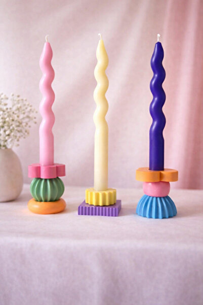 LORİCA Renkli Şamdan mumluk- katkat dekoratif şamdan seti 8’li