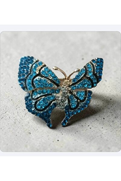 ESJ Kristal Zirkon Taş Kelebek Model Kadın Broş E997 Ortasında Taş Yoktur