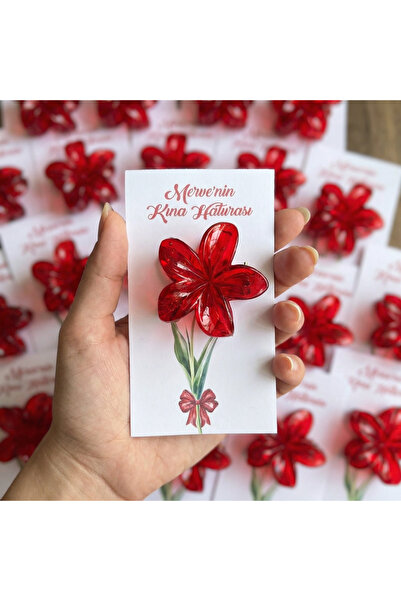 sardes tasarım Kırmızı Lotus çiçeği toka, kartlı, nişan, nikah, kına gecesi h...