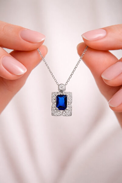 Argentum Concept 925 Ayar Gümüş Lacivert Taşlı Kolye - 23139101