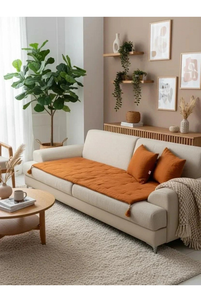 NDC HOME Cinnamon Piremium Linen Covoraș de scaun/mat de lenjerie prietenos c...