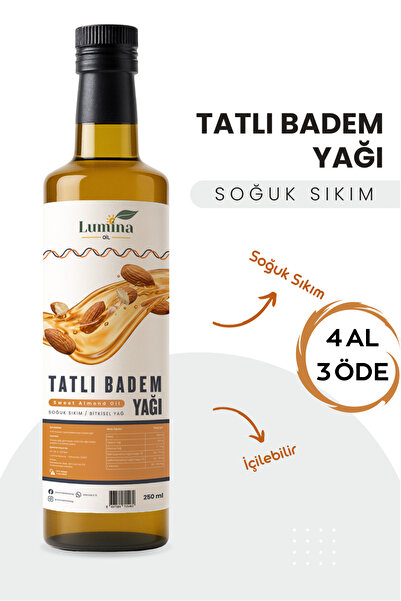 LUMİNAOİL Tatlı Badem Yağı 250 Ml %100 Saf ve Doğal Sweet Almond Oil