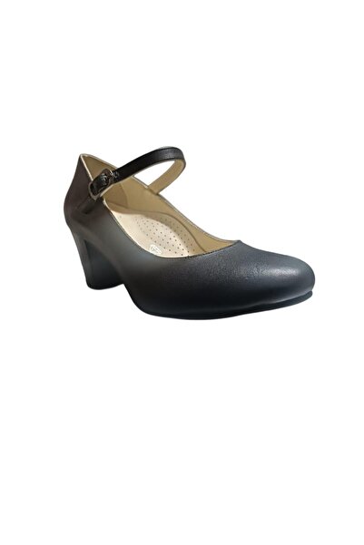 HAŞİM Genuine Leather Women's Thick Heel Shoes