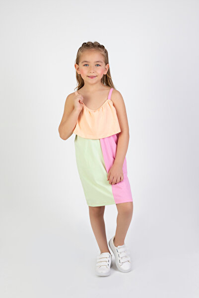 Harika KIDS Devojčica, višebojna haljina od češljanog pamuka iznad kolena za ...